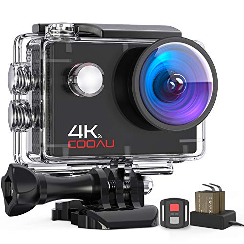 Cámara Deportiva 4K WiFi 16 MP con Control Remoto, Camara Accion Acuatica de 40M con 2 Baterías y Cargador Externo, Función EIS Anti-vibración y Slow Motion