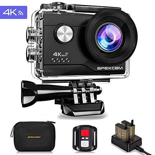 Cámara Deportiva 4K 16MP WiFi Ultra HD Cámara subacuática Impermeable 40M Anti-vibración cámara 2.0'LCD 170° Gran Angular 2.4G Remoto 2 baterías de 1050mAh y Accesorios Multiples