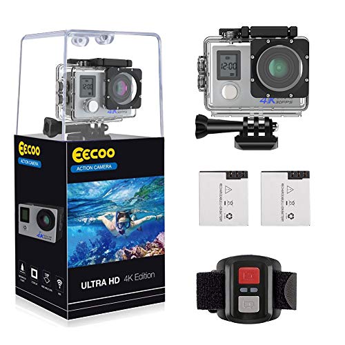 Camara Deportiva 4K WiFi 16MP Ultra HD Impermeable Cámara Acción Deporte Acuatica Agua de 30m con Doble Pantalla 2 Baterías 170 Gran Angular con Múltiples Accesorios Kit